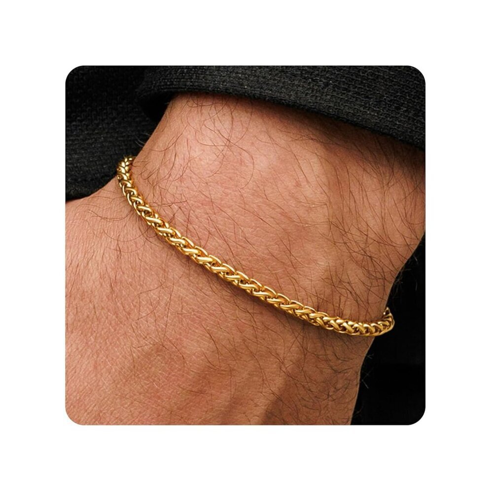 Gold Rope Chain Bracelets for Women and Men - Unisex Premium Stainless Steel Bra
